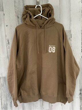 808 Men’s 100% Cotton Size XL Oversized Drawstring Hoodie In Tan